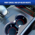 detail of front console and cup holder inserts for jeep cherokee
