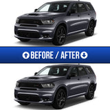 before after exapmple of dodge durango headlight tint