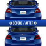 before and after picture of the product on the subaru car