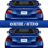 before and after picture of the product on the subaru car
