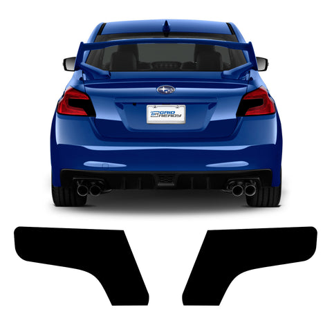 picture of a blue subaru wrx/sti with a close up on the tail light tint kit