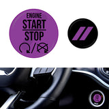 close up and overview of dodge charger start engine button overlay purple