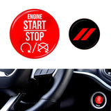 close up and overview of dodge charger start stop engine button overlay red