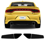 picture of yellow dodge charger with tail light tint kit below