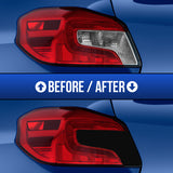 detail on a tail light with and without the tint kit product
