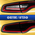 close up of before and after dodge charger tail light