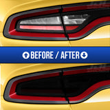 close up of before and after dodge charger tail light