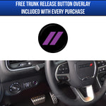 Detail  of trunk release button overlay purple
